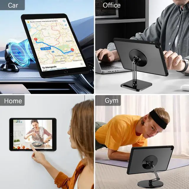 Alt view image 4 of 5 - Telaso Magnetic for iPad 9th Generation/iPad 8th Generation/iPad 7th Generation Case, iPad 10.2 inch 2021/2020/2019 Translucent Matte Back Soft TPU Bumper Military Grade Protective Case, Black