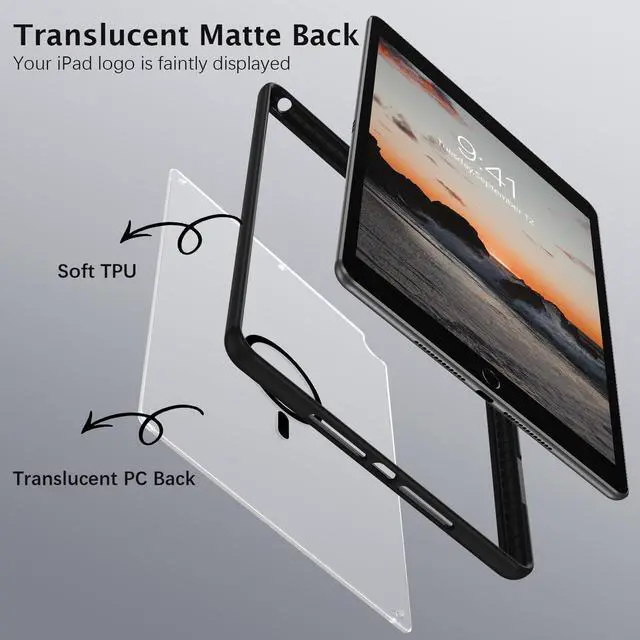 Alt view image 5 of 5 - Telaso Magnetic for iPad 9th Generation/iPad 8th Generation/iPad 7th Generation Case, iPad 10.2 inch 2021/2020/2019 Translucent Matte Back Soft TPU Bumper Military Grade Protective Case, Black