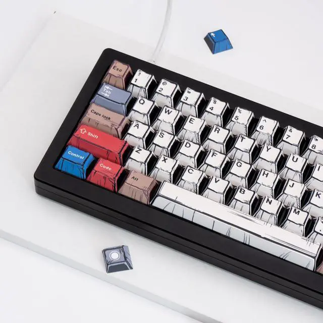 Alt view image 3 of 5 - TIMSEKER Graffiti Style PBT Keycaps, 150 Keys Anime-Inspired Custom Keycap Set, Cherry Profile Dye Sub Key Caps for 60%/65%/75%/100% Mechanical Keyboard, Compatible with Cherry MX Switches