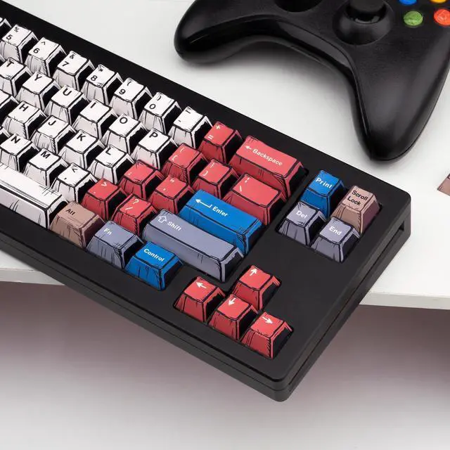 Alt view image 4 of 5 - TIMSEKER Graffiti Style PBT Keycaps, 150 Keys Anime-Inspired Custom Keycap Set, Cherry Profile Dye Sub Key Caps for 60%/65%/75%/100% Mechanical Keyboard, Compatible with Cherry MX Switches