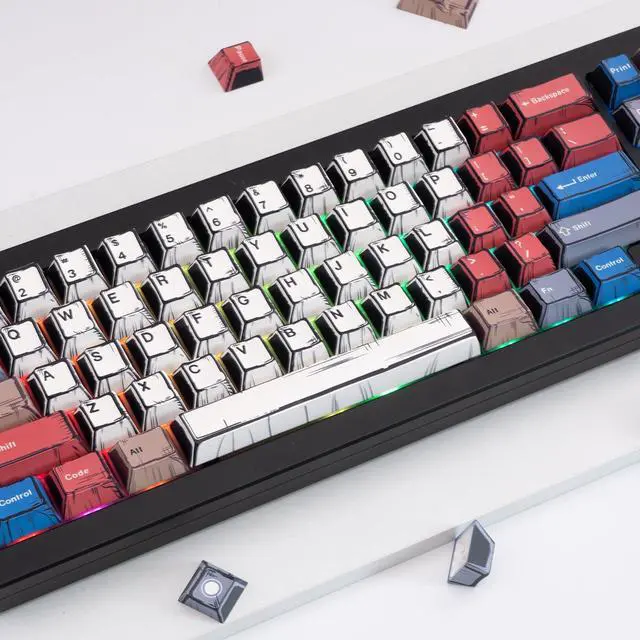Alt view image 5 of 5 - TIMSEKER Graffiti Style PBT Keycaps, 150 Keys Anime-Inspired Custom Keycap Set, Cherry Profile Dye Sub Key Caps for 60%/65%/75%/100% Mechanical Keyboard, Compatible with Cherry MX Switches