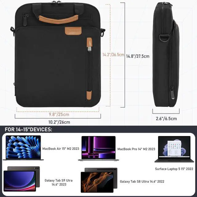 Alt view image 2 of 5 - Laptop Sleeve Bag,Padded Protective Travel Carrying Case for 15 inch MacBook Air M3/A3114 2024, M2/A2941 2023 2025,Dell XPS 15 Plus,15 Inch Surface Laptop 7/6/5/4/3,Galaxy Tab S9 Utra 14.6"