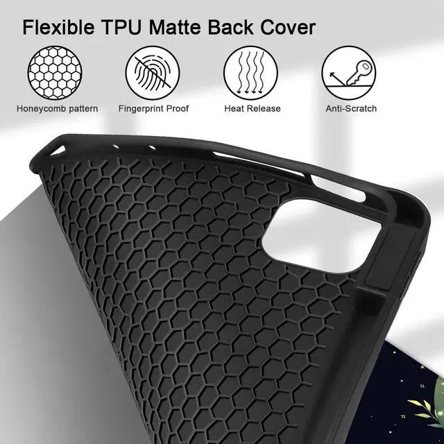 Alt view image 4 of 5 - Tuiklol Case for iPad Pro 12.9 inch Generation 6th/5th/4th/3rd 2022 2021 2020 2018 Release - Built in Pencil Holder Slim Protective Stand Back Cover with Auto Wake/Sleep iPad Cover,Green Celestial