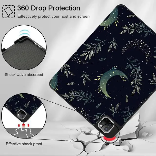 Alt view image 5 of 5 - Tuiklol Case for iPad Pro 12.9 inch Generation 6th/5th/4th/3rd 2022 2021 2020 2018 Release - Built in Pencil Holder Slim Protective Stand Back Cover with Auto Wake/Sleep iPad Cover,Green Celestial