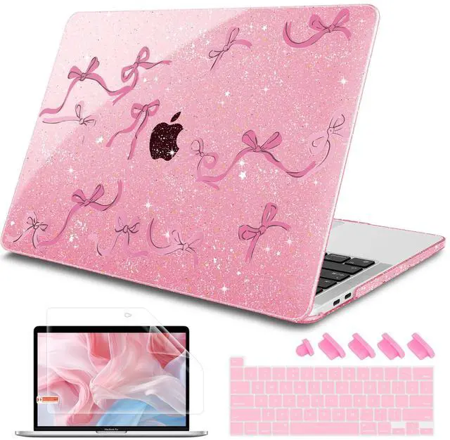 Main image of Tuiklol Case for 2022 MacBook Pro 13 Inch M2 Clip, 2021 2020 Release M1 A2338 A2289 A2251, Hard Shell Case for MacBook Pro 13.3" with Touch Bar Fits Touch ID and Retina Display, Bow-Pink