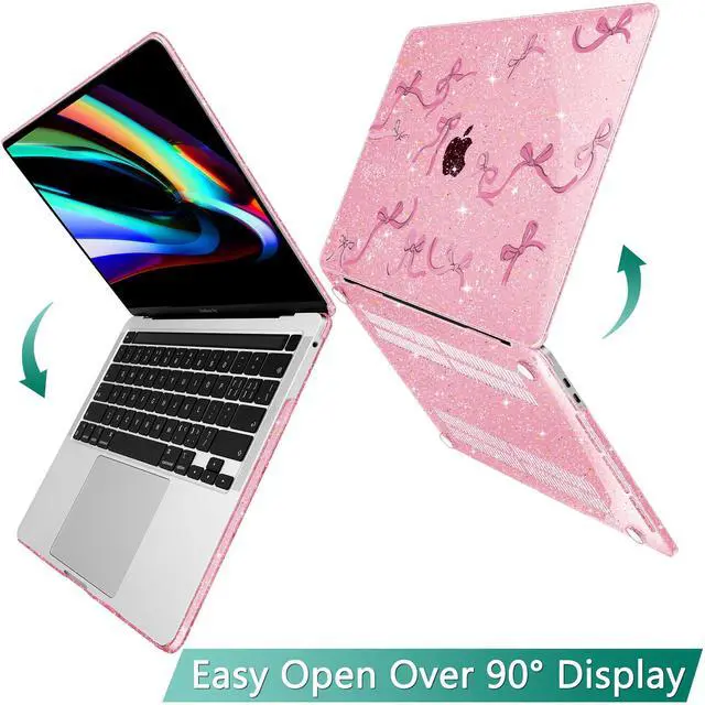 Alt view image 4 of 5 - Tuiklol Case for 2022 MacBook Pro 13 Inch M2 Clip, 2021 2020 Release M1 A2338 A2289 A2251, Hard Shell Case for MacBook Pro 13.3" with Touch Bar Fits Touch ID and Retina Display, Bow-Pink