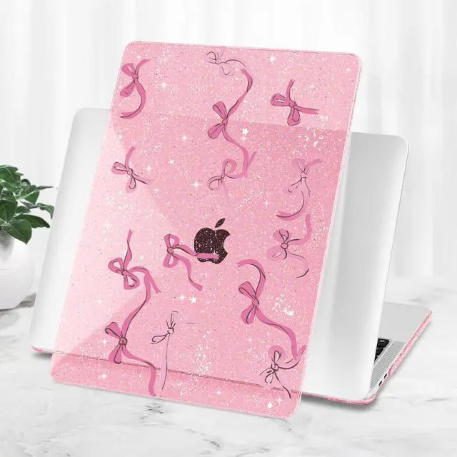 Alt view image 5 of 5 - Tuiklol Case for 2022 MacBook Pro 13 Inch M2 Clip, 2021 2020 Release M1 A2338 A2289 A2251, Hard Shell Case for MacBook Pro 13.3" with Touch Bar Fits Touch ID and Retina Display, Bow-Pink