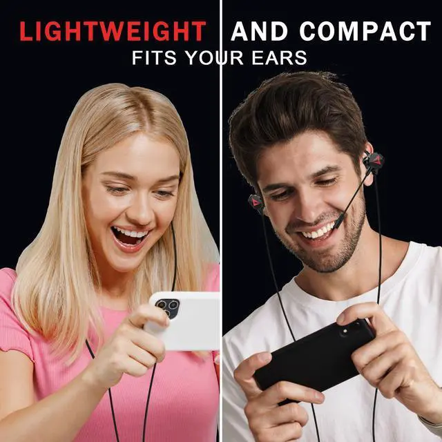 Alt view image 5 of 5 - TUNSEZ HiFi Wired Earbuds, Low-Profile 90deg Plug, 3.5mm Plug, Built-in Microphone, Gaming Earbuds PC, Mobile (Black)