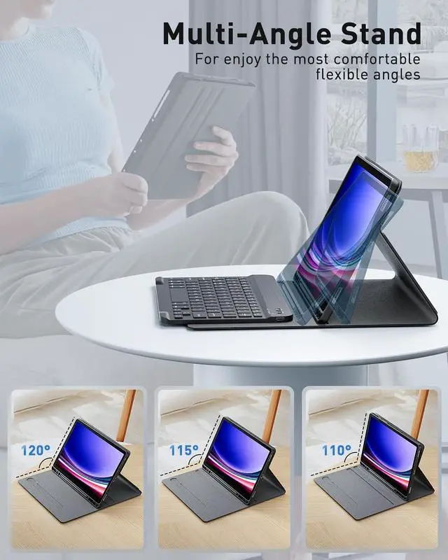 Alt view image 3 of 5 - TUNKARMOR Case Keyboard for Samsung Galaxy Tab S10 FE / S9 FE / S9 / S8 / S7 10.9"/11" Built-in Pencil Holder with Mouse