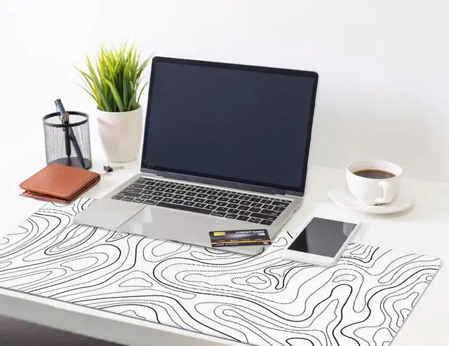 Alt view image 5 of 5 - UJoowalk White Mouse Pad, Topographic Mouse Pad Large, Gaming Mouse Pad, XXXL Mousepad, Keyboard and Mouse Pad, Desk Mat, 47.2 x 23.6 in, Minimalist Contour for Office