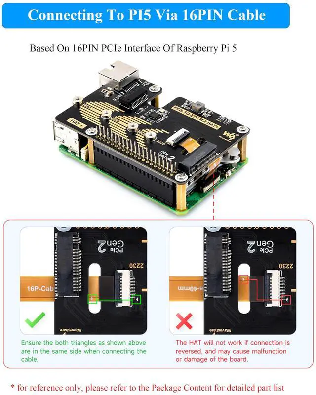 Alt view image 5 of 5 - PCIe to Gigabit Ethernet and M.2 Adapter HAT Compatible with Raspberry Pi 5, Pi 5 NVMe HAT Support 2280/2260/2242/2230 NVMe M.2 SSD, 5Gbps Data Rate, High-Speed Reading/Writing, No Driver Needed