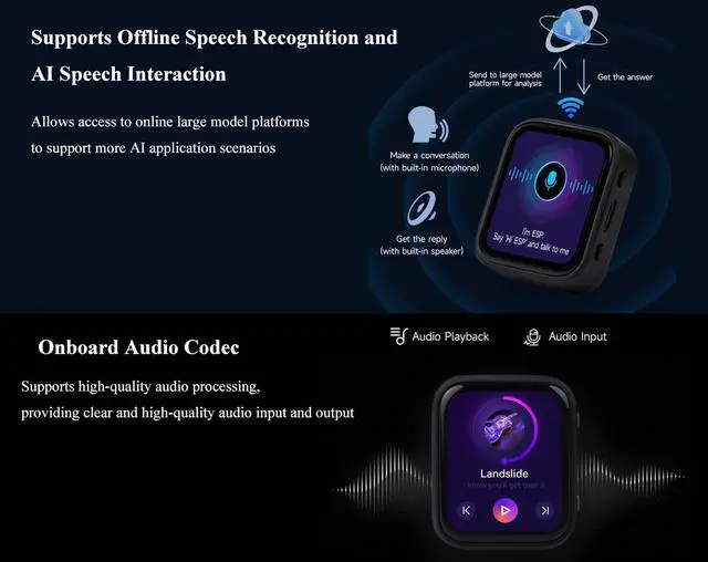 Alt view image 4 of 5 - UeeKKoo ESP32-S3 with 1.8inch AMOLED Touch Display Development Board, 32-bit LX7 Dual-Core Processor, 368x448 Pixels, Onboard Audio Codec, Support Offline Speech Recognition and AI Speech Interaction