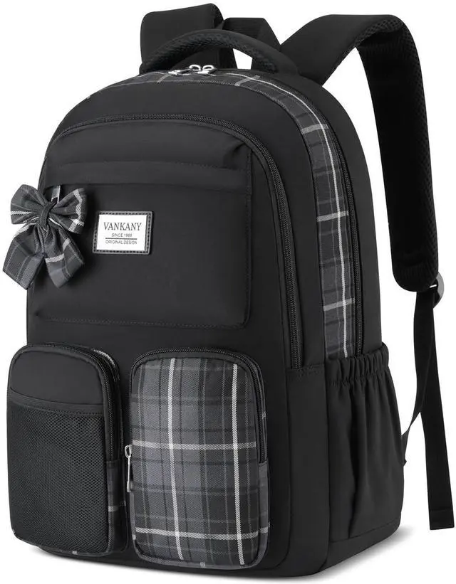 Main image of VANKANY Laptop Backpack for Women College Students, Kids School Backpack Bookbag for Highschool Teen Girls Mochilas para Mujer, Black