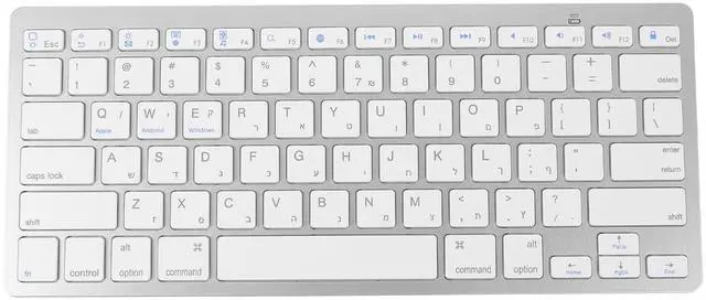 Main image of Hebrew Keyboard,Wireless Computer Silent Keyboard Ultra Slim Compact Keyboard for Laptop Computer (White)