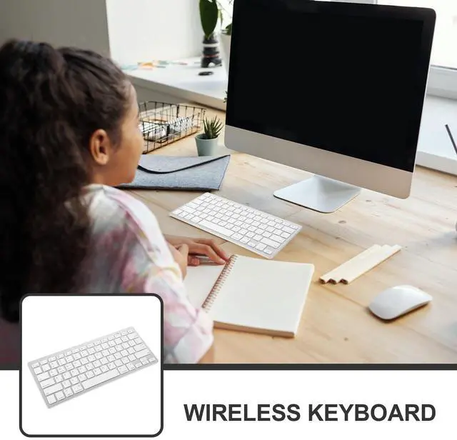 Alt view image 3 of 5 - Hebrew Keyboard,Wireless Computer Silent Keyboard Ultra Slim Compact Keyboard for Laptop Computer (White)