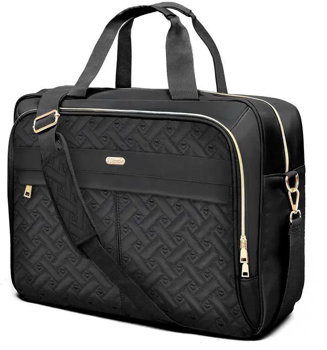 Main image of WIRABO Laptop Bag for Women 17 Inch, Laptop Briefcase for Women, Large Computer Bag Messenger Work Office Travel Business Black-heart