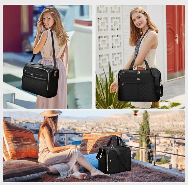 Alt view image 2 of 5 - WIRABO Laptop Bag for Women 17 Inch, Laptop Briefcase for Women, Large Computer Bag Messenger Work Office Travel Business Black-heart