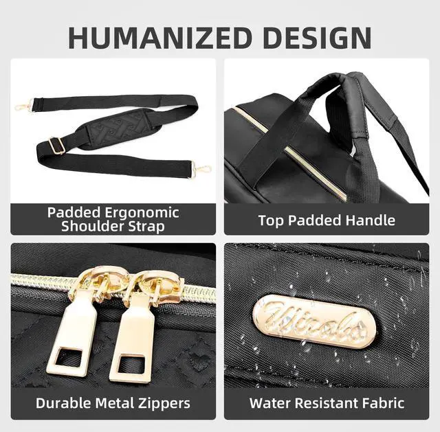 Alt view image 5 of 5 - WIRABO Laptop Bag for Women 17 Inch, Laptop Briefcase for Women, Large Computer Bag Messenger Work Office Travel Business Black-heart