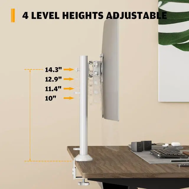 Alt view image 5 of 5 - Single Desk Monitor Arm Mount Stand Fit for 13 inch to 32 inch Flat Curved Computer Screen with Swivel, Height Adjustable, Rotation,Holds up to 77lbs, White