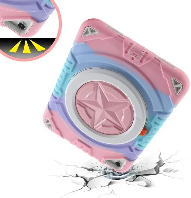 Alt view image 4 of 5 - XZC Case for iPad (A16) 11th Generation 11 Inch 2025/ iPad 10th Generation 10.9 Inch 2022 Heavy Duty Shockproof Rugged Cover with Rotating Stand/Pencil Holder/Carrying Shoulder Strap (Pink)