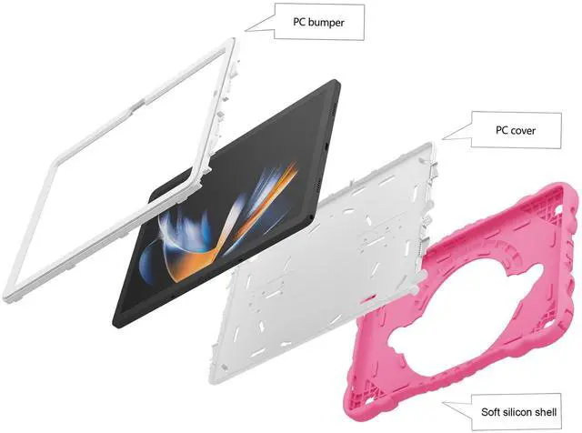 Alt view image 2 of 5 - XZC Case for Samsung Galaxy Tab A9+/ A9 Plus Case 11" 2023 (SM-X210/X216/X218), Unicorn Heavy Duty Shockproof Protective Case with Stand/Shoulder Strap for Kids Girls Women (Rose)