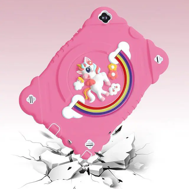 Alt view image 3 of 5 - XZC Case for Samsung Galaxy Tab A9+/ A9 Plus Case 11" 2023 (SM-X210/X216/X218), Unicorn Heavy Duty Shockproof Protective Case with Stand/Shoulder Strap for Kids Girls Women (Rose)