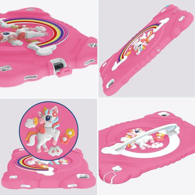 Alt view image 5 of 5 - XZC Case for Samsung Galaxy Tab A9+/ A9 Plus Case 11" 2023 (SM-X210/X216/X218), Unicorn Heavy Duty Shockproof Protective Case with Stand/Shoulder Strap for Kids Girls Women (Rose)