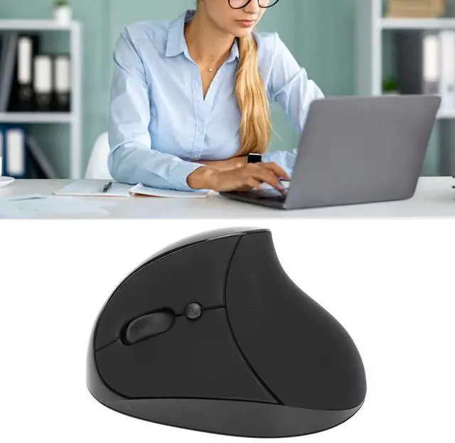 Alt view image 5 of 5 - Left Handed Mouse, 2.4G Wire less Vertical Ergonomic Mouse, 800/1200/1600 DPI Adjustable, Rechargeable Optical Mouse with USB Receiver, for Laptop Computer PC Desktop (Black)