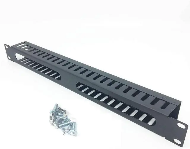 Alt view image 3 of 5 - QiaoYoubang 2 Pack 1U 19 Inch Cable Manager Horizontal Rack Mount 24 Slot Metal Finger Duct Wire Organizer with Cover and Mounting Screws for Server Rack, Black(24S2P)