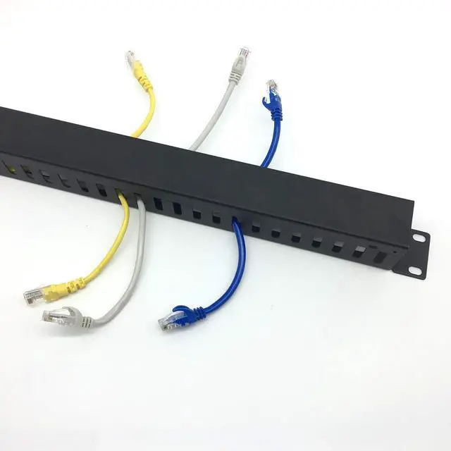 Alt view image 5 of 5 - QiaoYoubang 2 Pack 1U 19 Inch Cable Manager Horizontal Rack Mount 24 Slot Metal Finger Duct Wire Organizer with Cover and Mounting Screws for Server Rack, Black(24S2P)