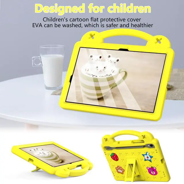 Alt view image 3 of 5 - YRH for Galaxy Tab S9 FE/S10 FE Case 10.9-inch, Kids EVA Boys Girls Cover with Stand Handle Dolls for Samsung S9 FE/S10 FE Tablet Case, Yellow