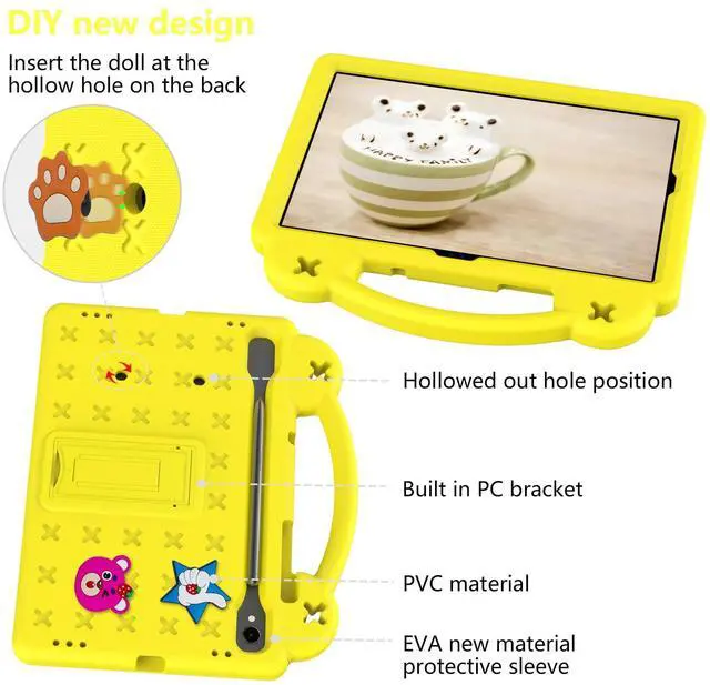 Alt view image 5 of 5 - YRH for Galaxy Tab S9 FE/S10 FE Case 10.9-inch, Kids EVA Boys Girls Cover with Stand Handle Dolls for Samsung S9 FE/S10 FE Tablet Case, Yellow