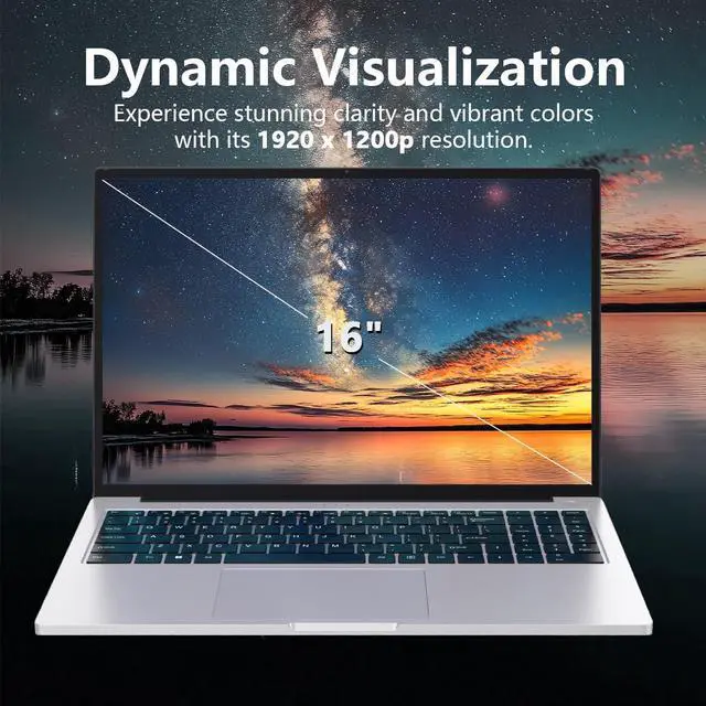 Alt view image 3 of 5 - Z ZOLWAYTAC Gaming Laptop,Core i5-Quad-Core Processor (Up to 3.5GHz), 16" FHD IPS 1920x1200 180° Viewing Angle,12GB DDR4+512GB SSD, WiFi&BT/USB3.2-Aluminum Laptop for Work/Gaming,Metallic Silver