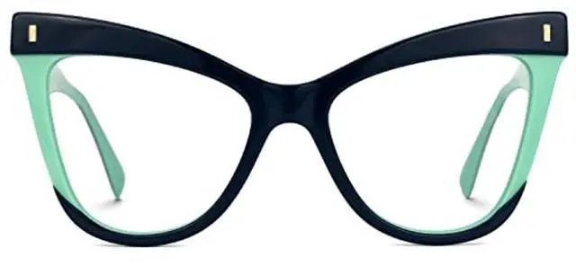 Main image of Zeelool Women's Chic Acetate Oversized Cat Eye Blue Light Blocking Glasses Two-tone Eyewear Silke ZJGA536976-02 Blue