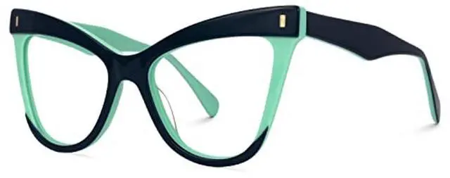 Alt view image 2 of 5 - Zeelool Women's Chic Acetate Oversized Cat Eye Blue Light Blocking Glasses Two-tone Eyewear Silke ZJGA536976-02 Blue