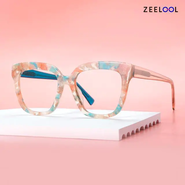 Alt view image 3 of 5 - Zeelool Blue Light Blocking Glasses for Woman, Fashion Glasses Frame Eyeglasses with Non-prescription Clear Lenses and Spring Hinge Nina ZJGA716969-10B