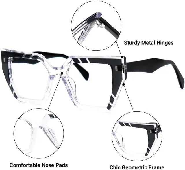 Alt view image 4 of 5 - Zeelool Classic Square Blue Light Blocking Glasses for Women ZJGA150591-01 Black-crystal