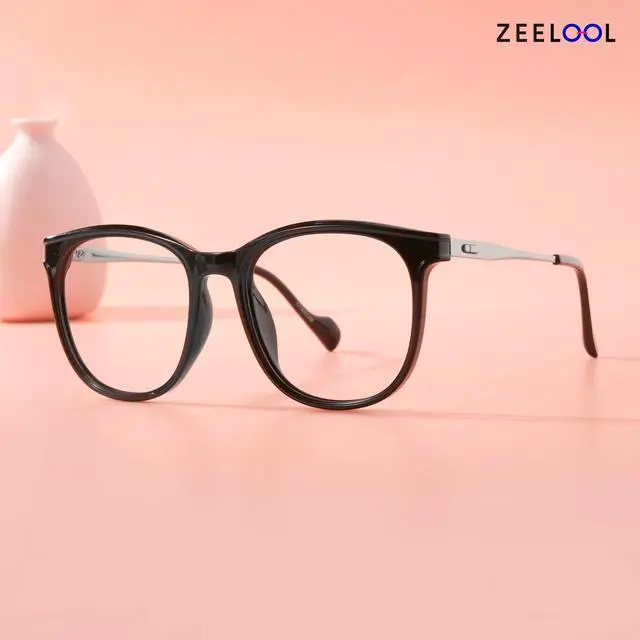 Alt view image 5 of 5 - Zeelool Blue Light Blocking Glasses for Woman, Round Fashion Fake Glasses Computer Eyeglasses Anti UV, Eyestrain and Glare with Non-prescription Clear Lenses ZJGX850090-01B