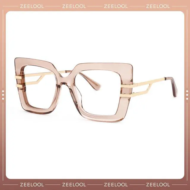 Alt view image 2 of 5 - Zeelool Oversized Square Blue Light Blocking Glasses for Women ZJGX444789-03 Champagne