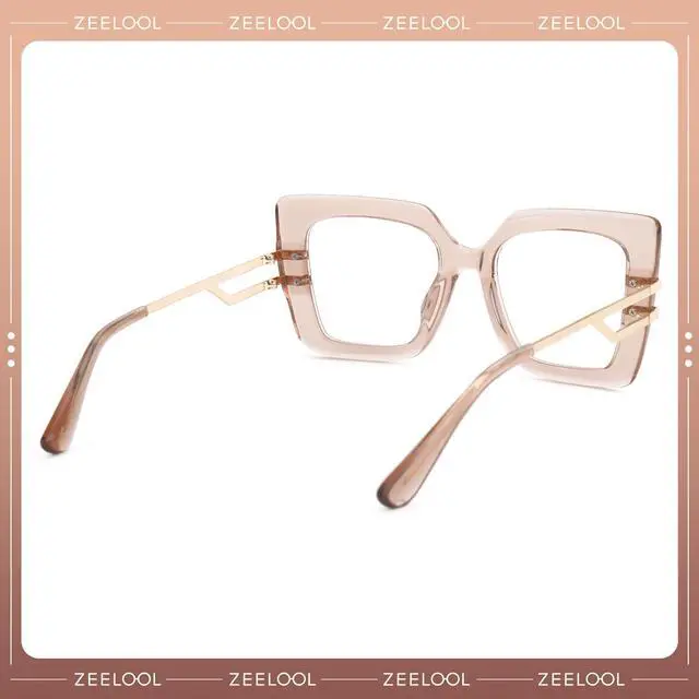 Alt view image 3 of 5 - Zeelool Oversized Square Blue Light Blocking Glasses for Women ZJGX444789-03 Champagne