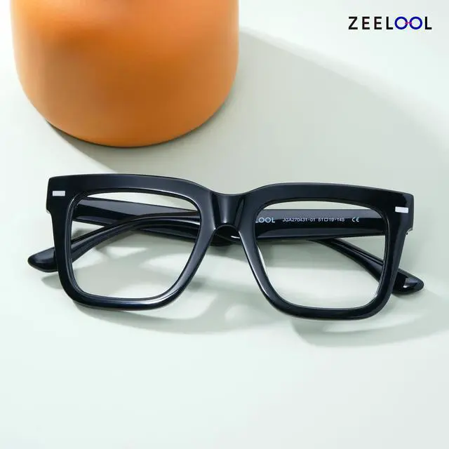 Alt view image 2 of 5 - Zeelool Blue Light Glasses for Men Fashion Black Square Eyeglasses Retro Computer Eyewear Glasses Anti Eyestrain Redina JGA270431-01B