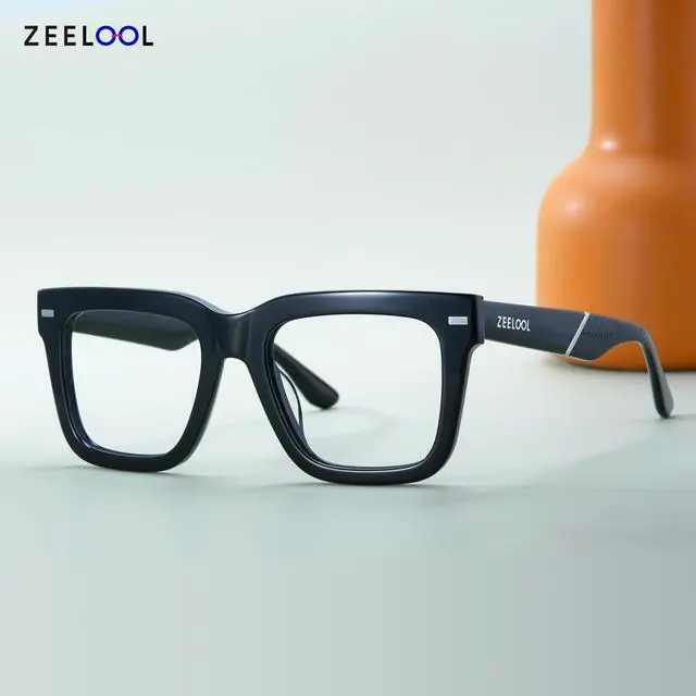 Alt view image 3 of 5 - Zeelool Blue Light Glasses for Men Fashion Black Square Eyeglasses Retro Computer Eyewear Glasses Anti Eyestrain Redina JGA270431-01B