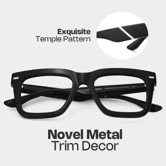 Alt view image 4 of 5 - Zeelool Blue Light Glasses for Men Fashion Black Square Eyeglasses Retro Computer Eyewear Glasses Anti Eyestrain Redina JGA270431-01B