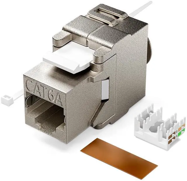 Main image of ZOERAX 12-Pack Shielded Cat6A / Cat6 Keystone Jack 10Gbps Zinc-Alloy Housing Modular Termination | Easy Internet Tool Free Jacks | for Cat6A up to 23AWG Solid Bulk S/FTP Ethernet Cable