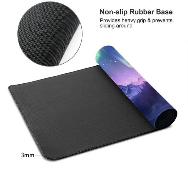 Alt view image 2 of 5 - ZOCOZY Extended Mouse Pad Large Gaming Mouse Pads - Aurora Painting Northern Lights Mountains Stars Desk Pad Computer Desk Mat Non-Slip Mousepad for Game Players, Office, Study (48" x 24")