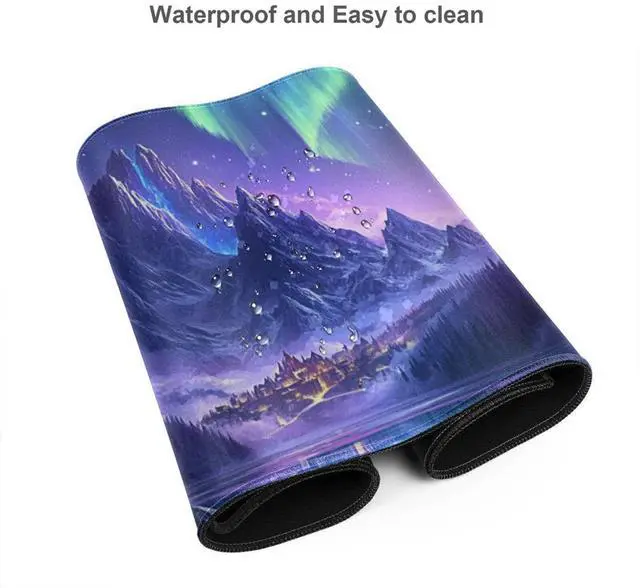 Alt view image 5 of 5 - ZOCOZY Extended Mouse Pad Large Gaming Mouse Pads - Aurora Painting Northern Lights Mountains Stars Desk Pad Computer Desk Mat Non-Slip Mousepad for Game Players, Office, Study (48" x 24")