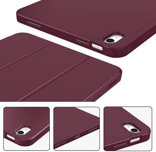 Alt view image 3 of 5 - ZryXal iPad (A16) Case/iPad 10th Generation Case [11-Inch 2025/10.9 Inch 2022] with Pencil Holder, Smart Cover with Soft TPU Back [Support Auto Wake/Sleep] (Wine)