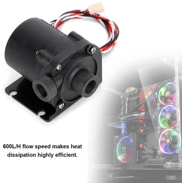 Alt view image 3 of 5 - 12v Brushless DC Pump, G1/4in Mini Computer, 600LH 3600RPM Rotate Speed Water Cooling Pump with Left Water Outlet for PC