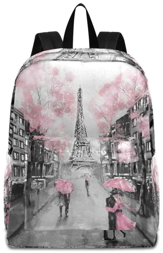 Main image of ZzWwR Chic Romantic Paris Eiffel Tower Large Travel Laptop Backpack Durable Computer Bag for Men Women School Bookbag Work
