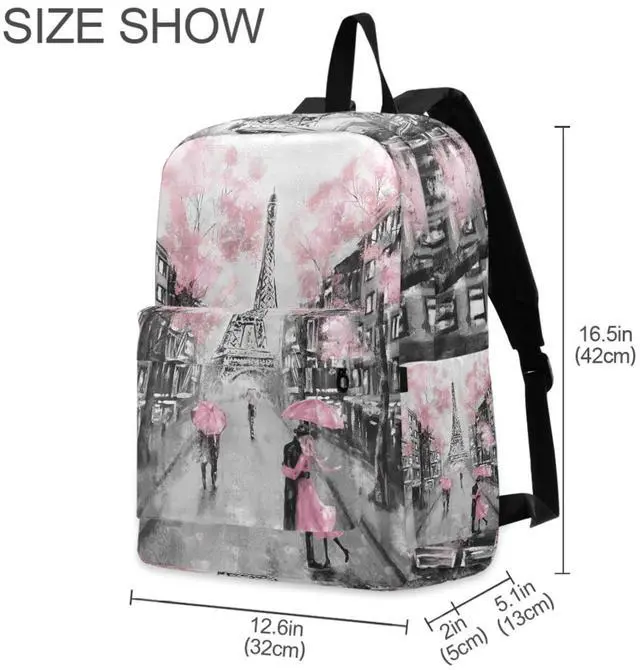 Alt view image 4 of 5 - ZzWwR Chic Romantic Paris Eiffel Tower Large Travel Laptop Backpack Durable Computer Bag for Men Women School Bookbag Work